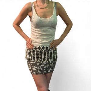 Y2K Abercrombie white boho fringe tank top cami small